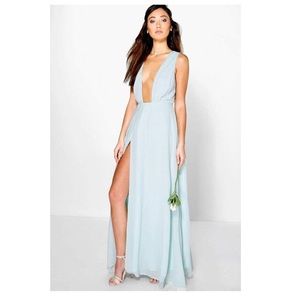 Mint green chiffon maxi wrap around dress